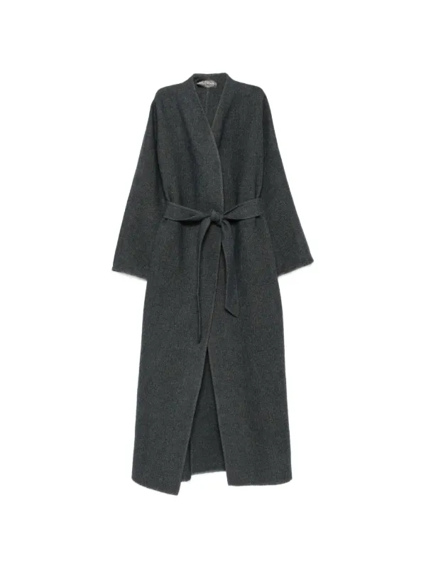 Cortana Noon Belted Shawl-collar Oversized Coat in Blue
