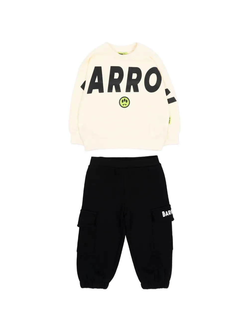 Barrow kids cotton logo-print zip-up tracksuit Beige