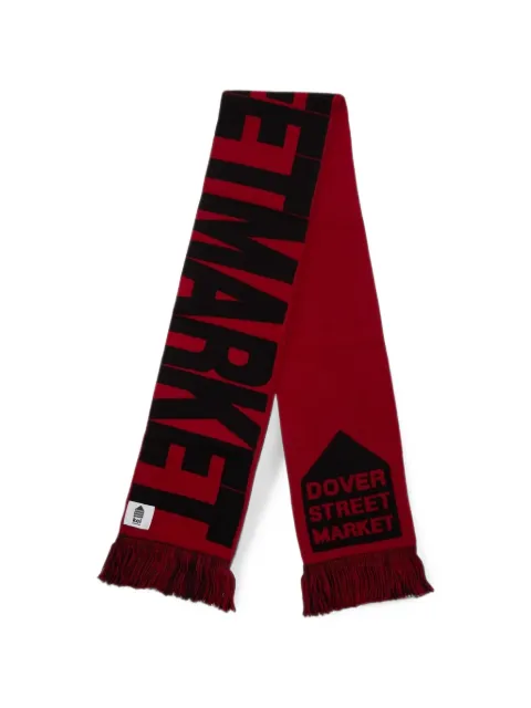 Dover Street Market logo-intarsia fringed scarf