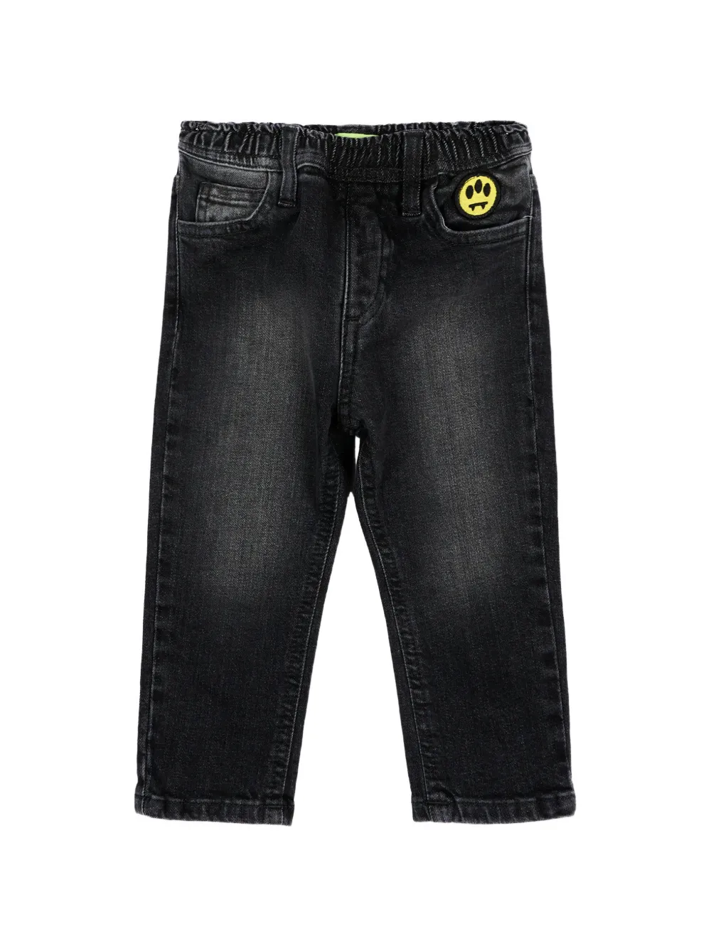 Barrow kids faded logo-patch jeans Zwart