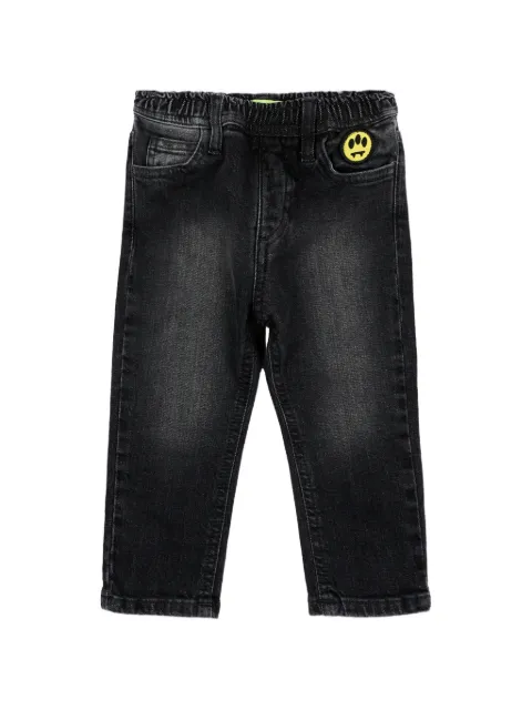 Barrow kids faded logo-patch jeans