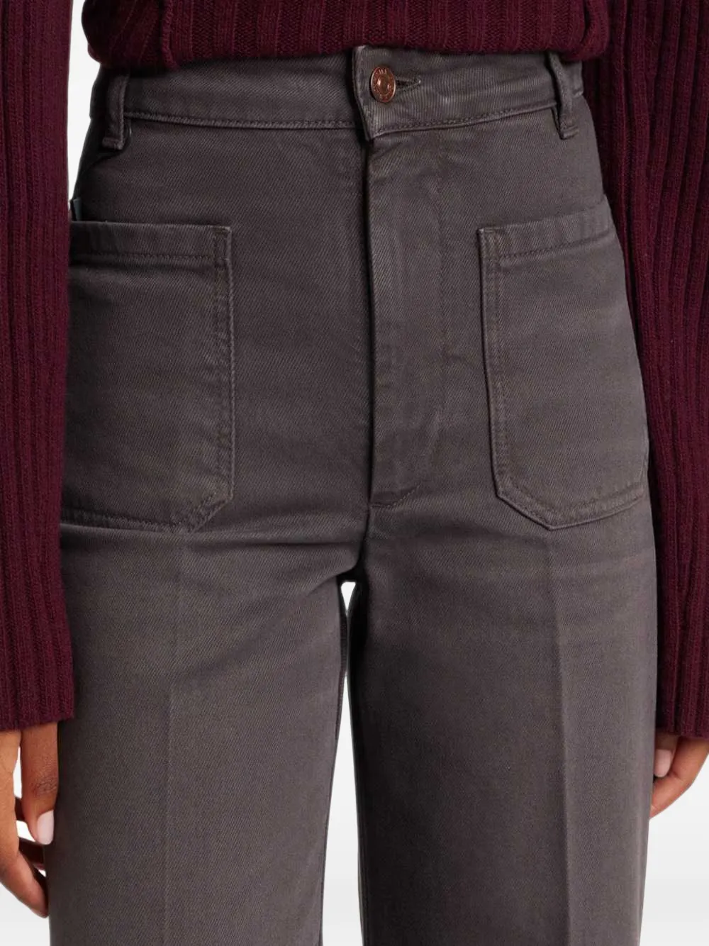 Victoria Beckham Jeans met wijde pijpen en opgestikte zak Grijs