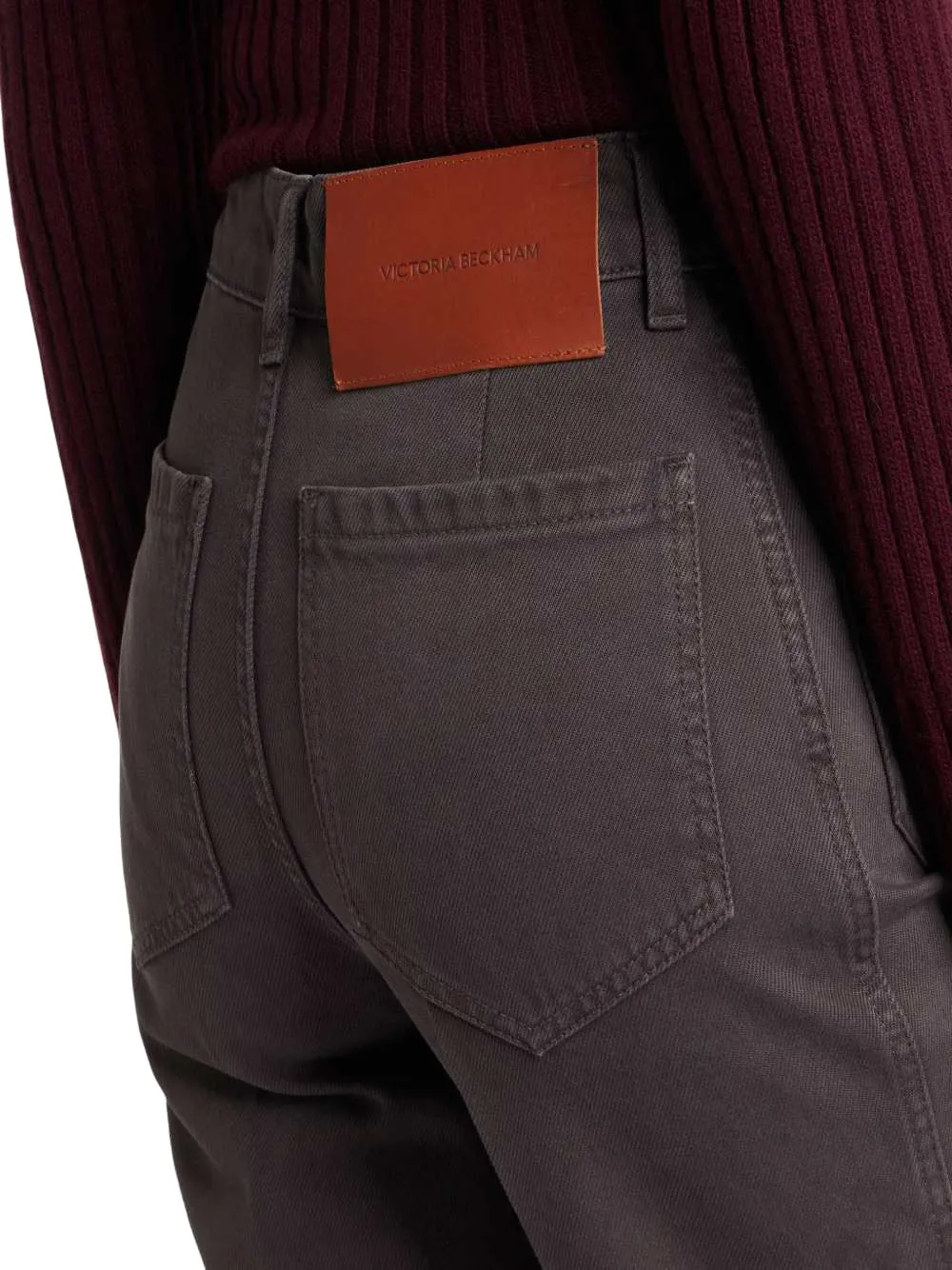 Victoria Beckham Jeans met wijde pijpen en opgestikte zak Grijs