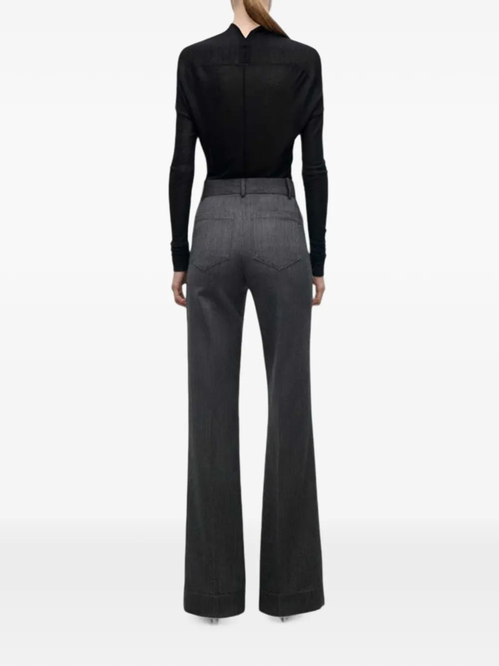 Victoria Beckham Alina broek met wijde pijpen en opgestikte zak Grijs