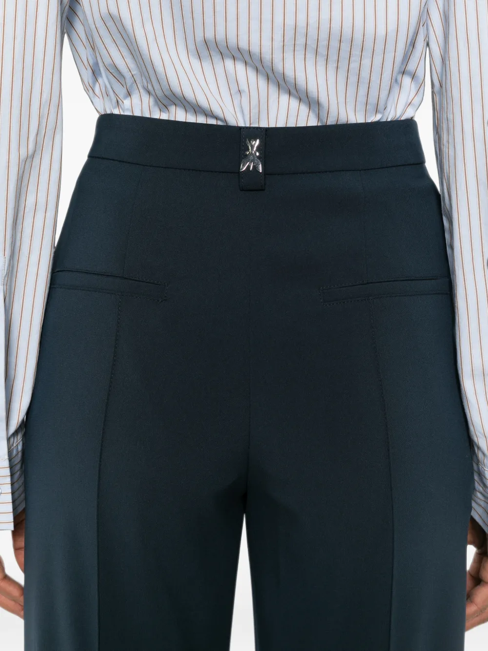 Patrizia Pepe logo-plaque straight-leg trousers Blauw