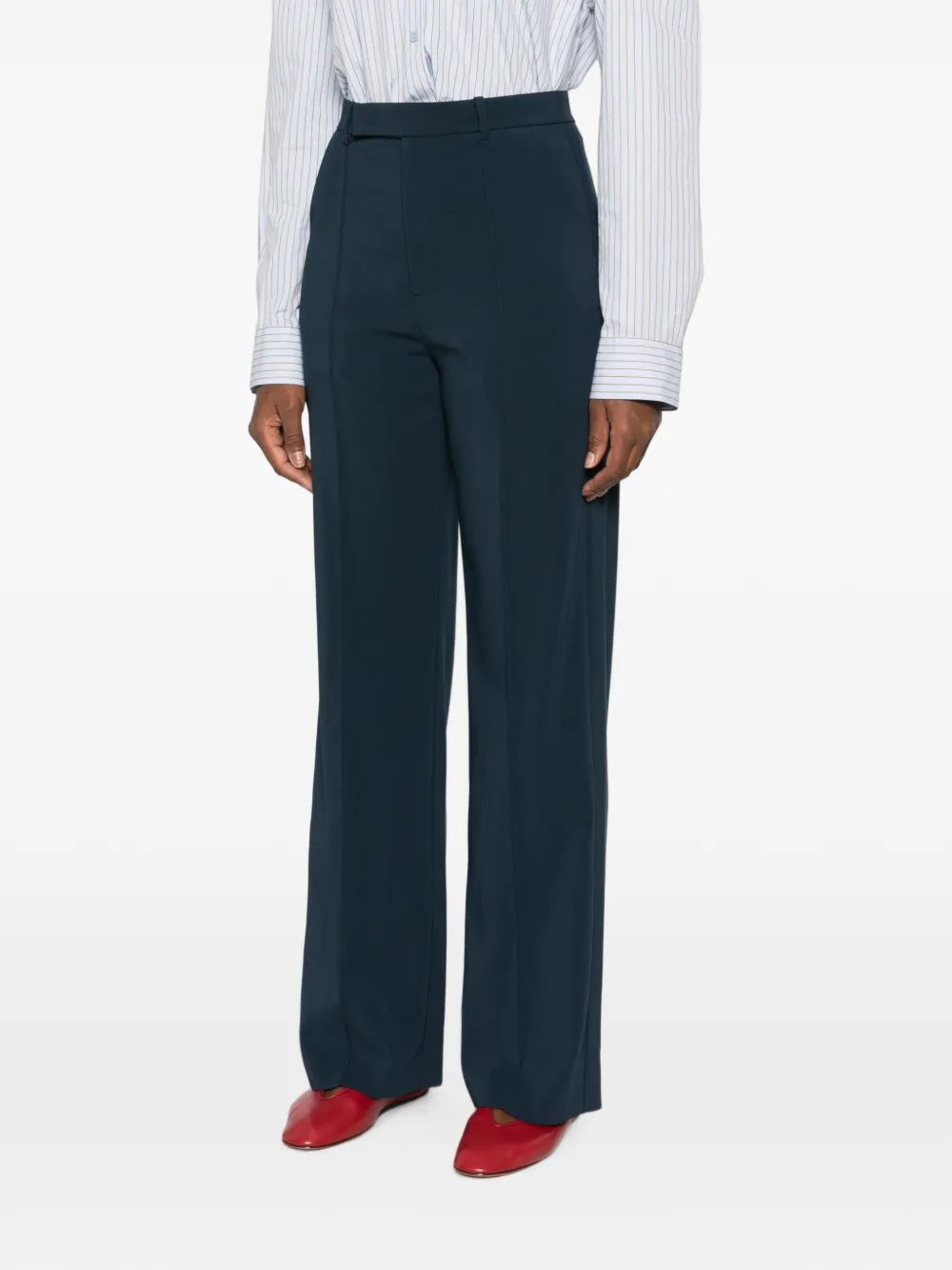 Patrizia Pepe logo-plaque straight-leg trousers Blauw