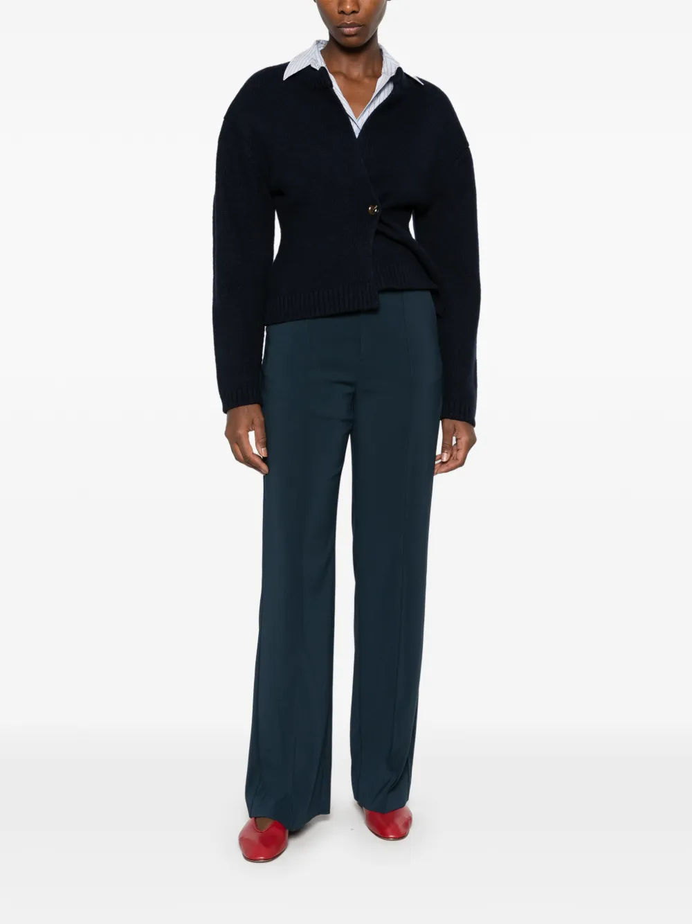 Patrizia Pepe logo-plaque straight-leg trousers Blauw
