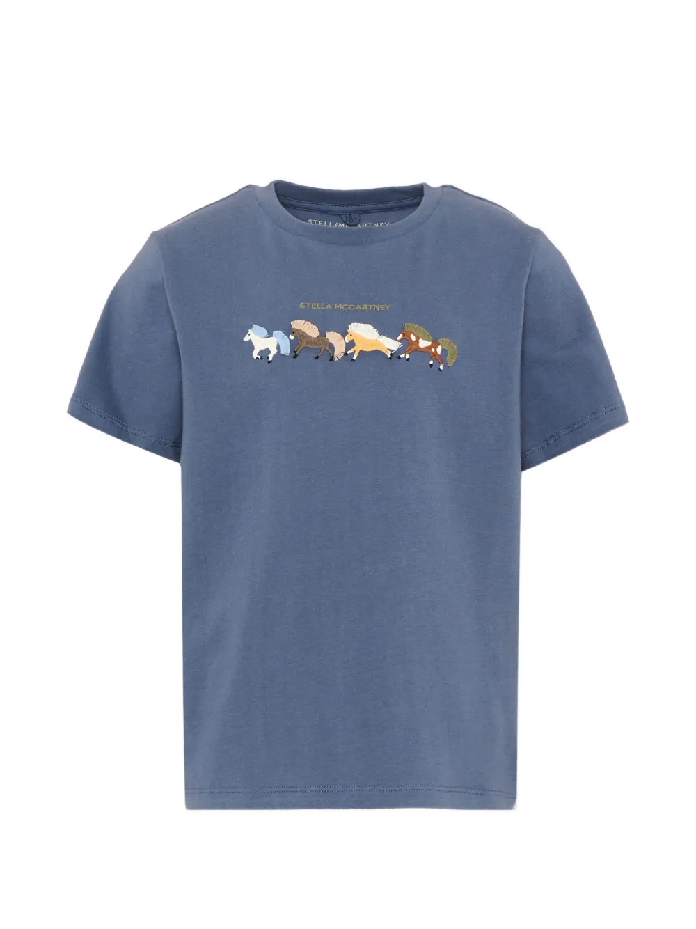 Stella McCartney Kids horse-embroidered T-shirt - Blu