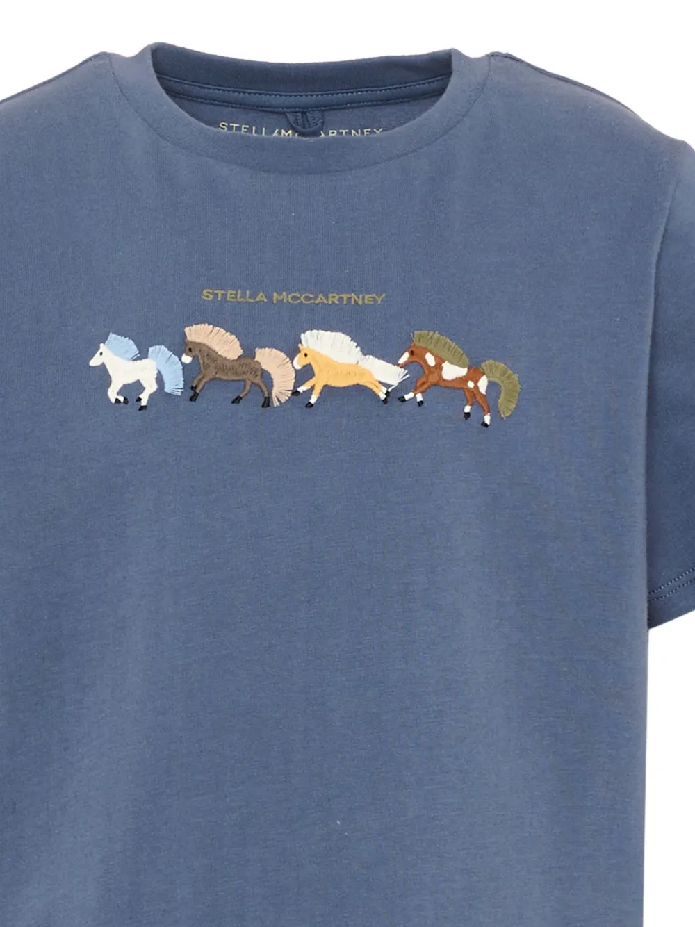 Stella McCartney Kids T-shirt met geborduurd paard Blauw
