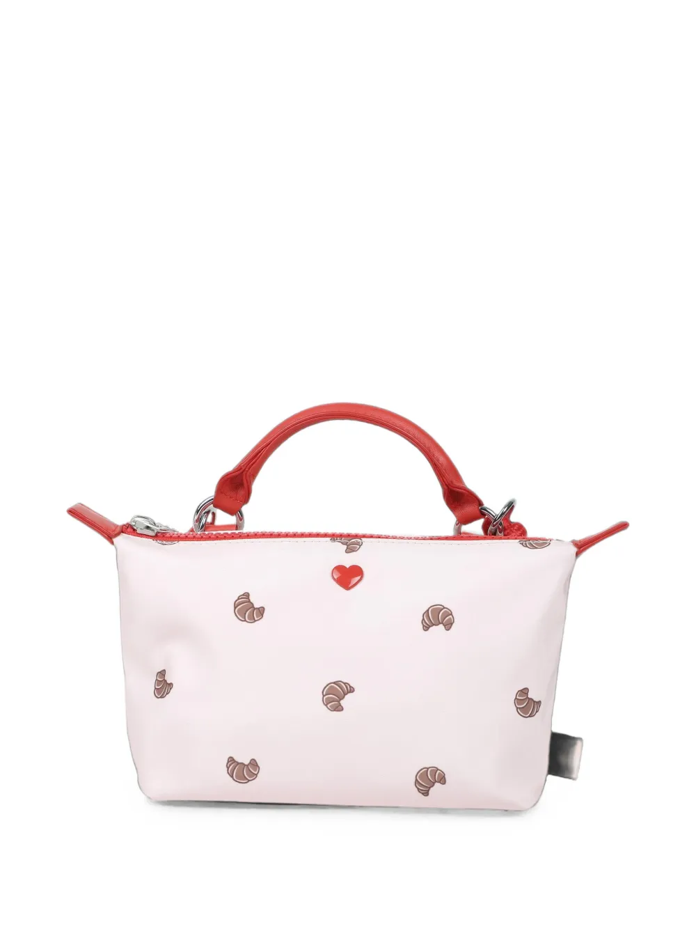 Kids Around croissant-print heart-motif shoulder bag - Rosa