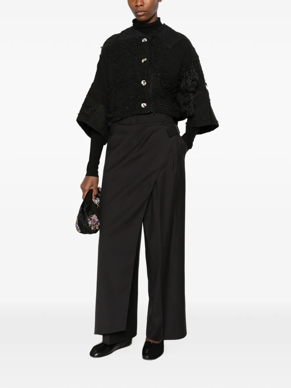 By Walid Bella jack met patchwork en franje Zwart