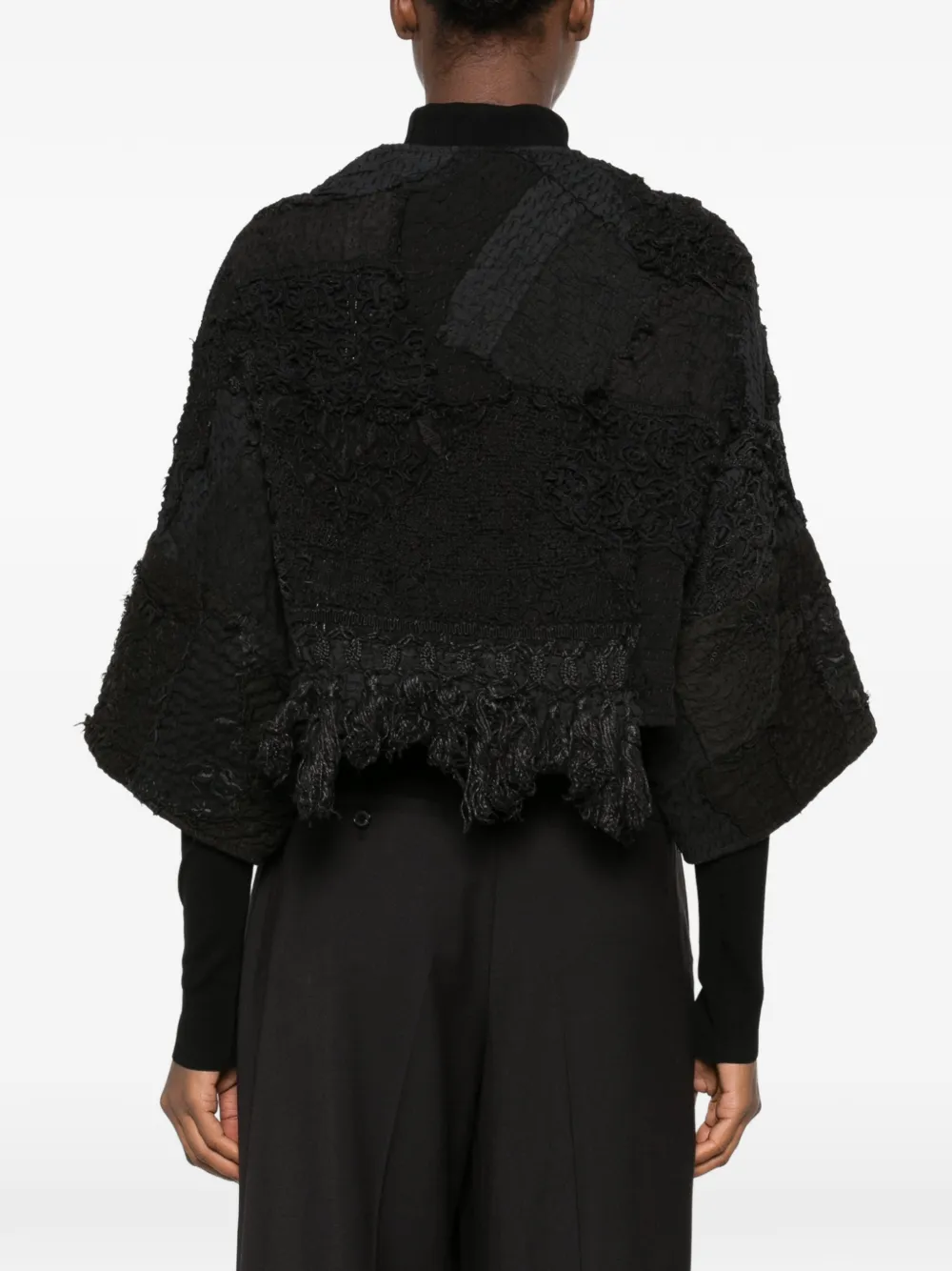 By Walid Bella jack met patchwork en franje Zwart