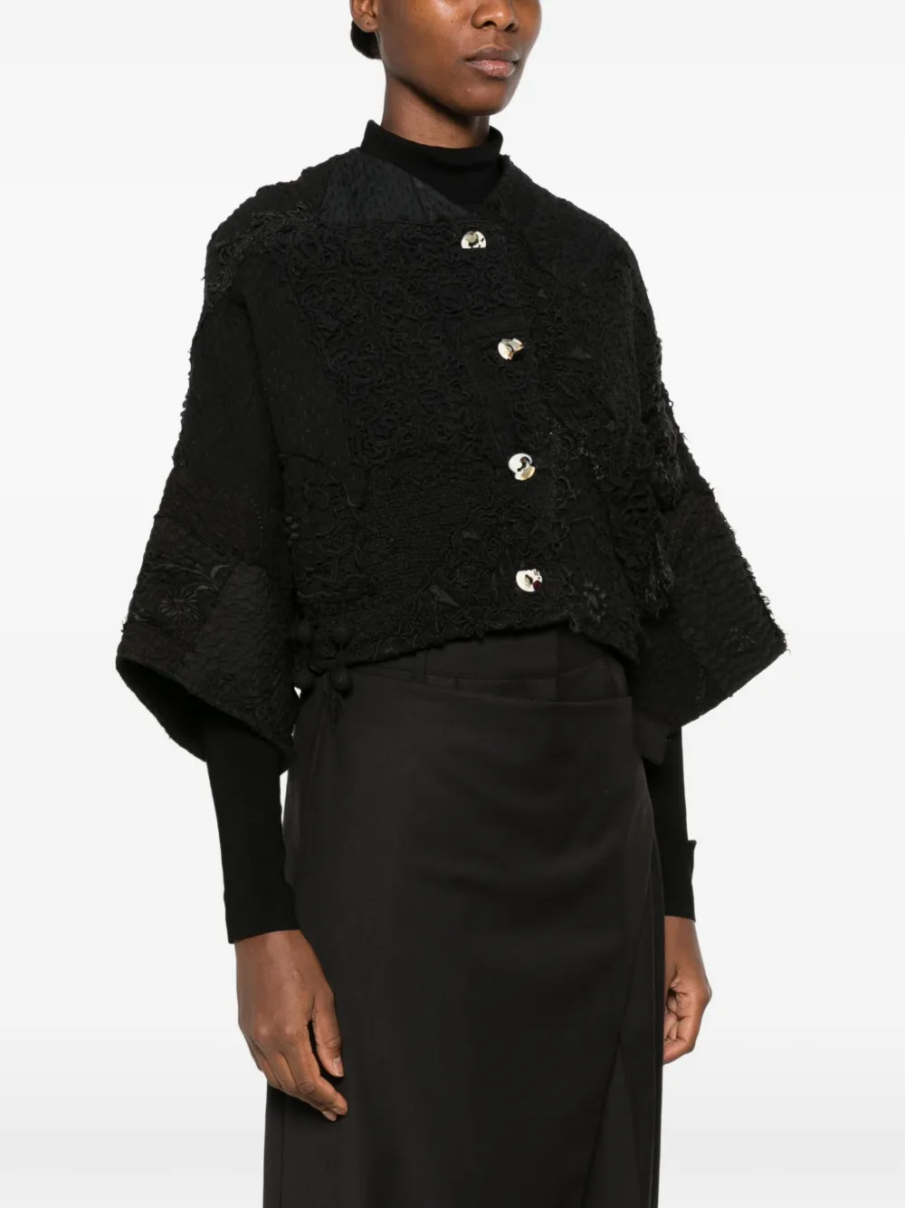 By Walid Bella jack met patchwork en franje Zwart