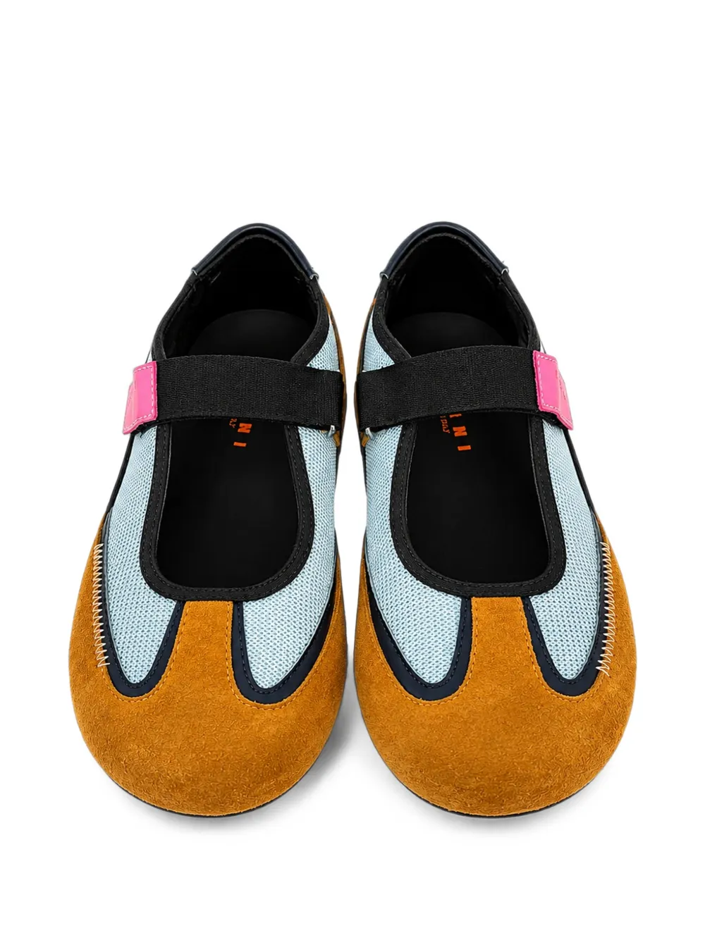 Marni Kids logo-print touch-strap ballet flats Blauw