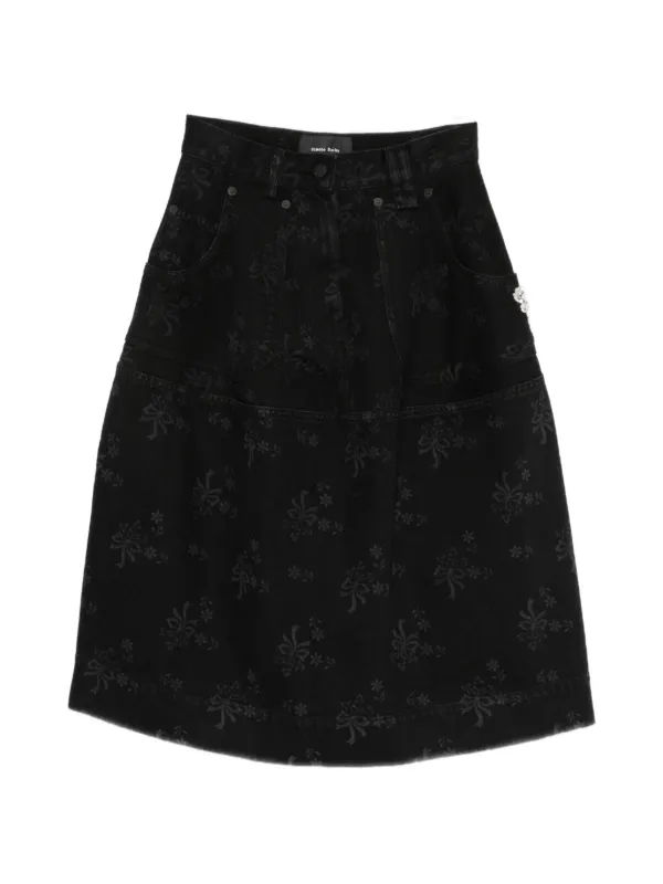 Simone Rocha Bow-print Midi Skirt in Black