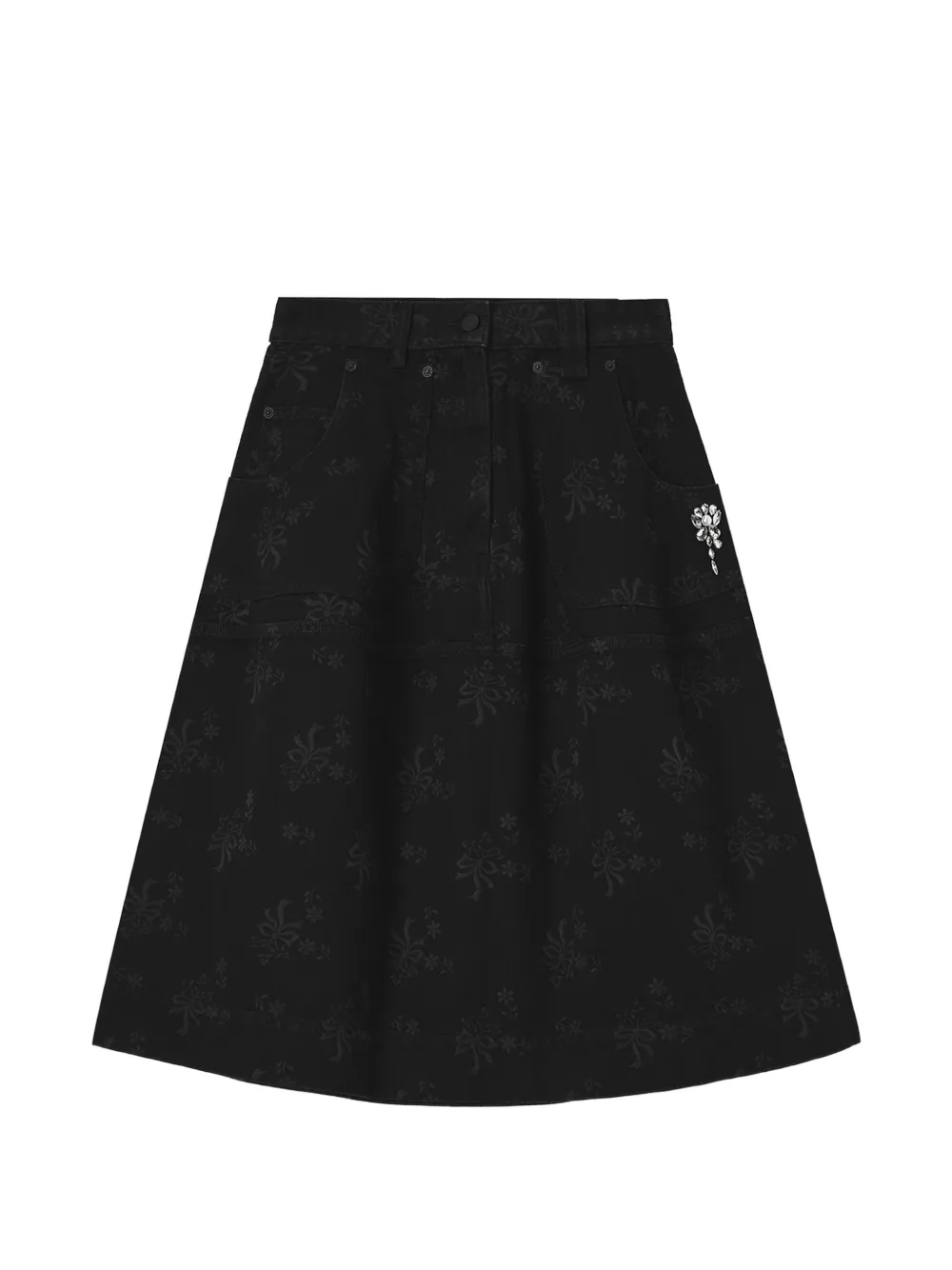 Simone Rocha Midirock mit Schleifen-Print - Schwarz