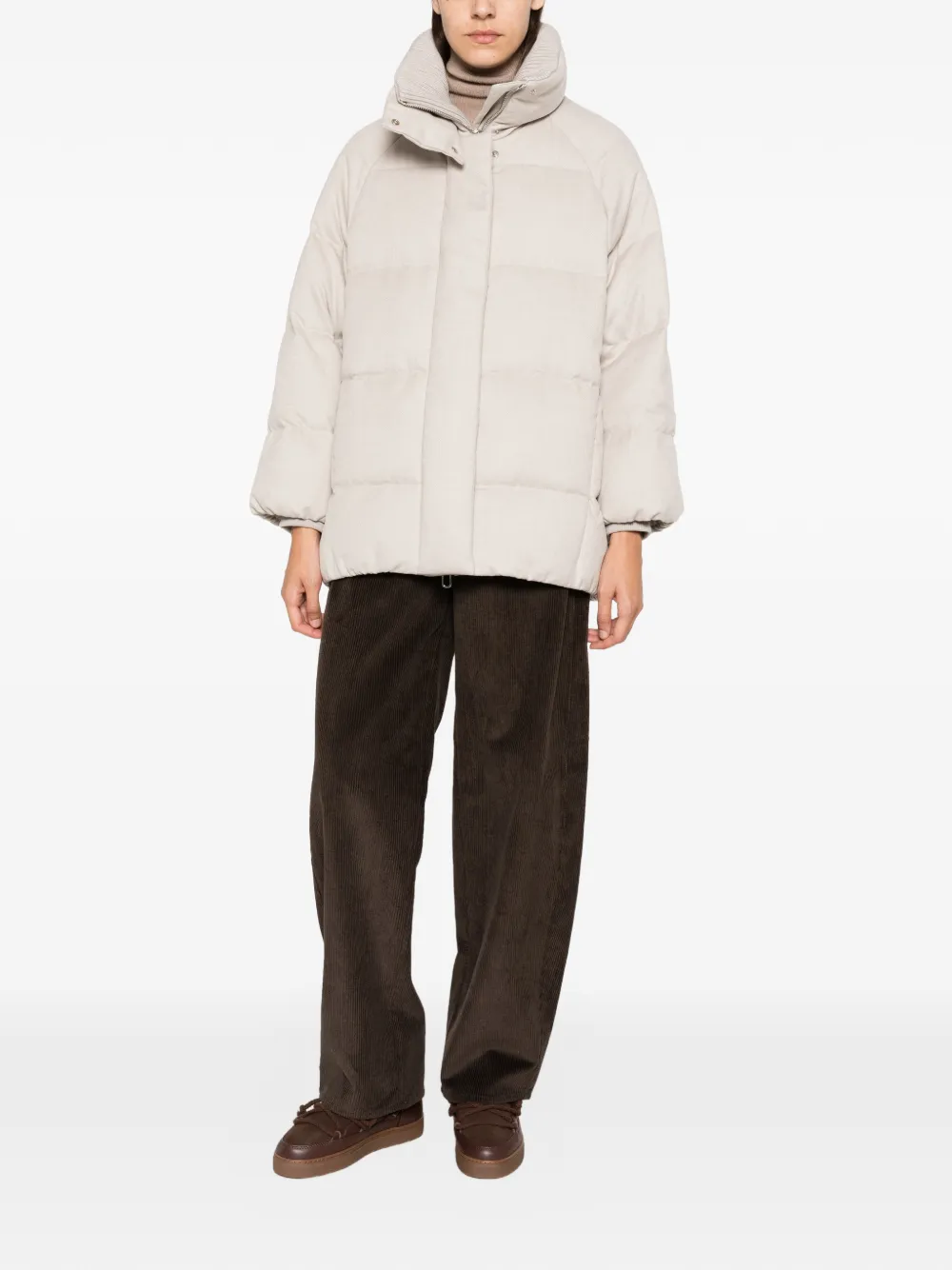 Duno Astrid Padded High-neck Coat In Neutrals
