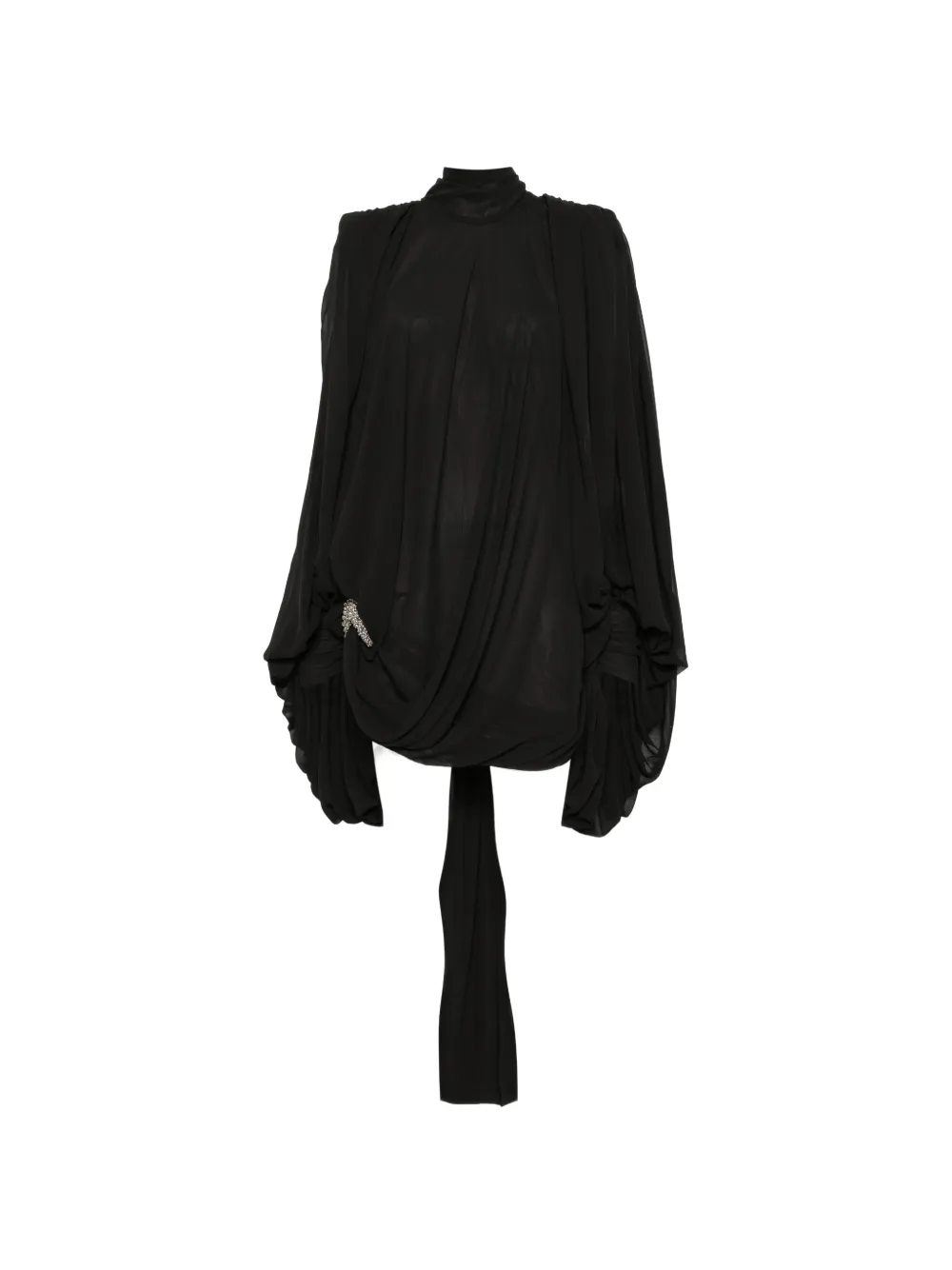 Amen beaded draped mini dress - Nero