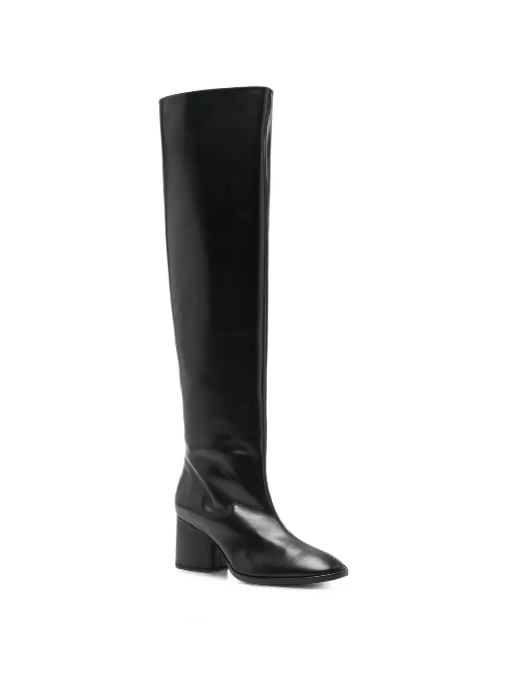 Aeyde Almut block-heel leather boots Zwart