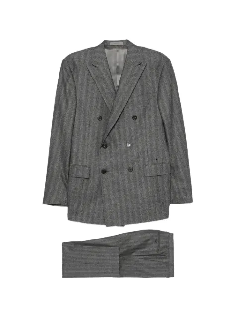 Corneliani herringbone double-breasted suit