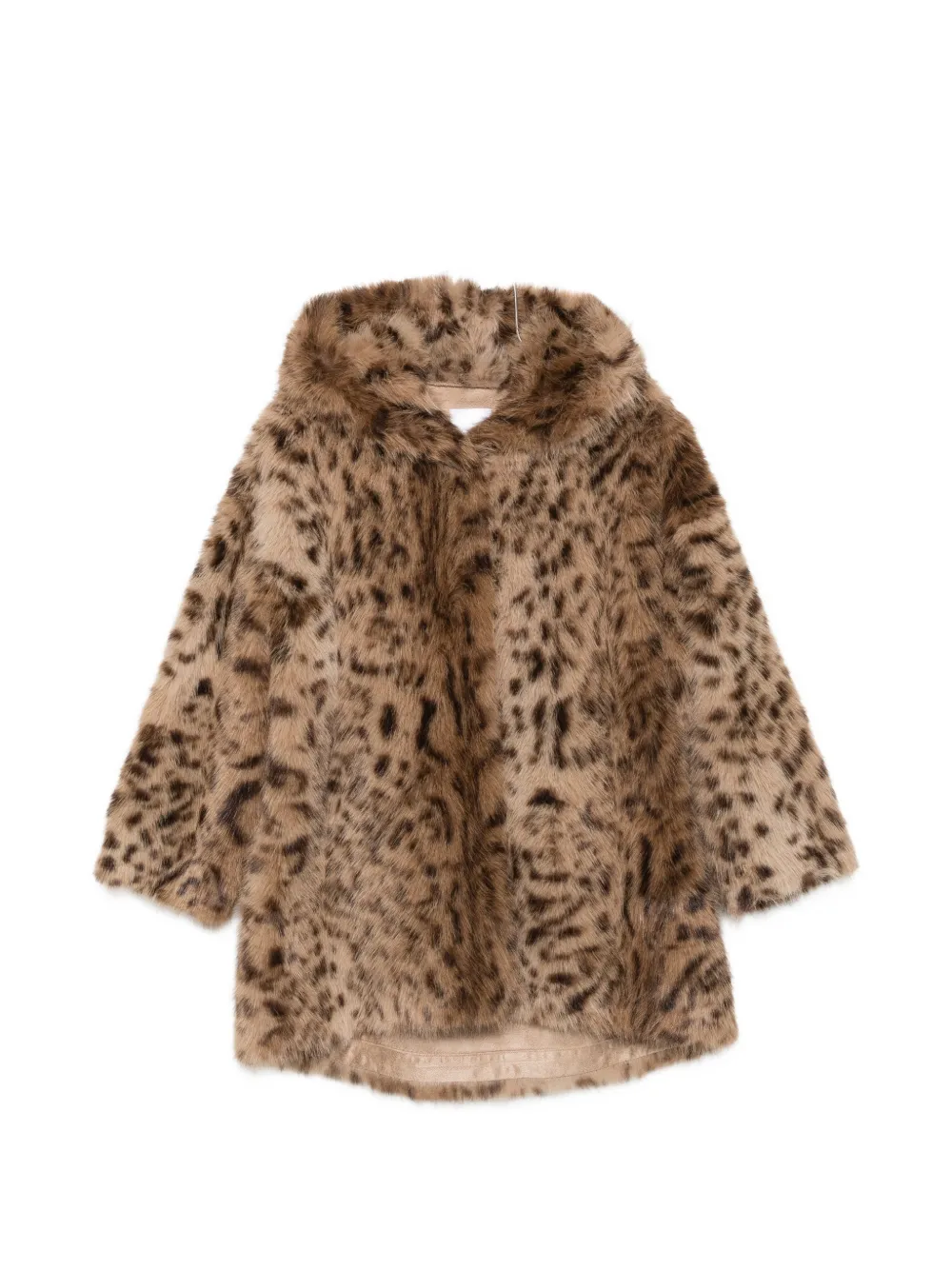 Cenere Leopard-print Hooded Coat In Brown