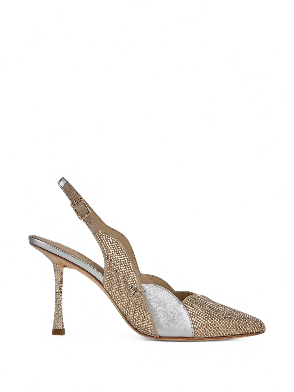 Kat Maconie Crystal-embellished Metallic-effect Pumps In Brown