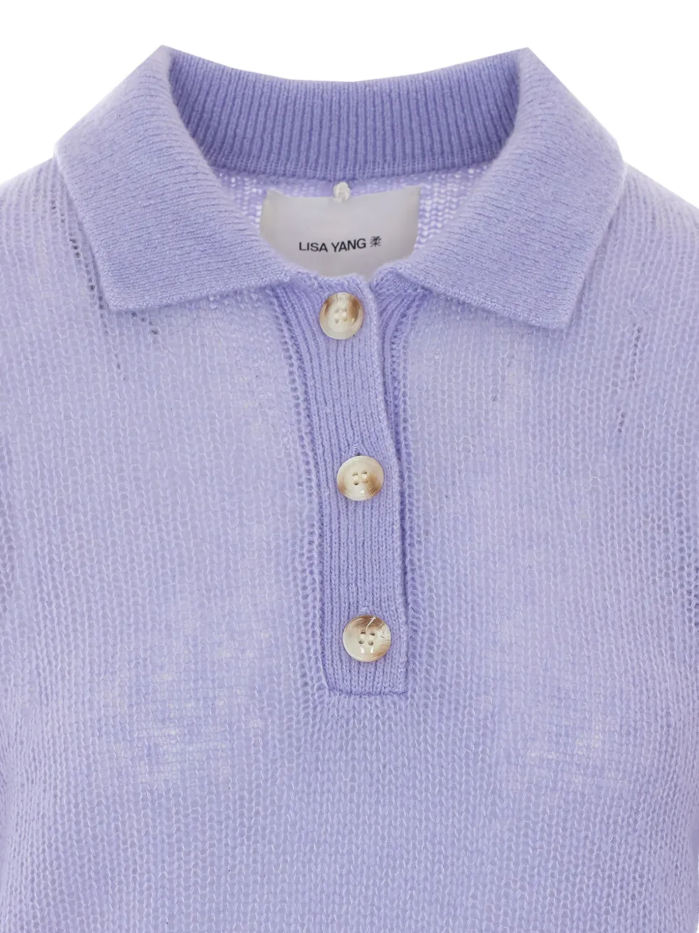 Lisa Yang Masy gebreid poloshirt Paars