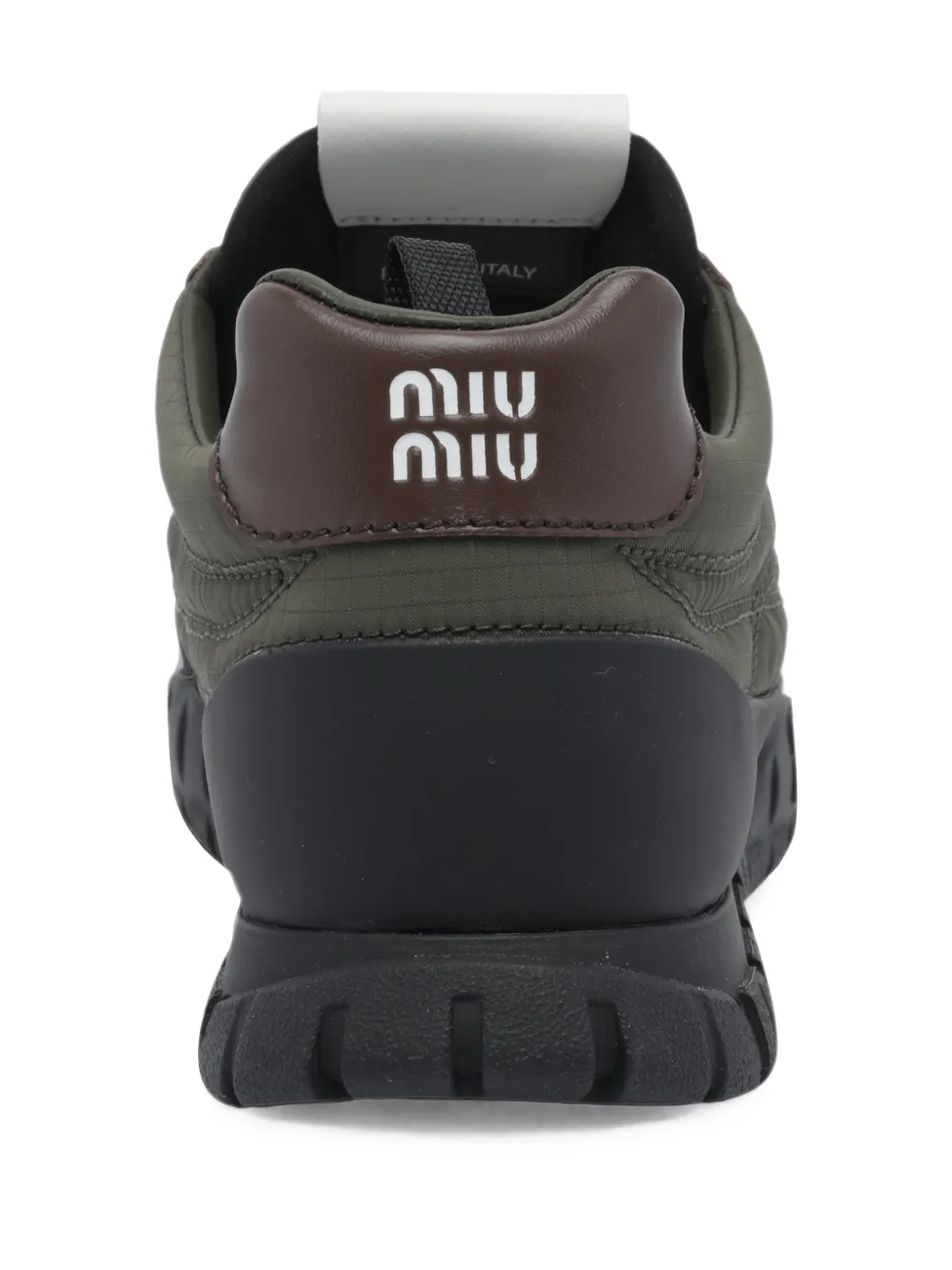 Miu technical fabric and leather sneakers Groen