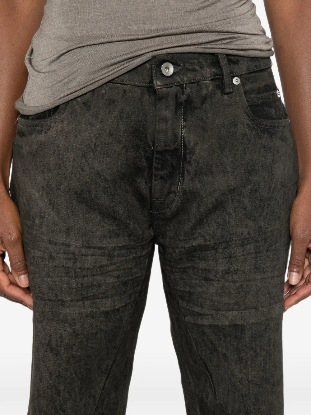 Rick Owens Bolan Cutoffs denim shorts met franje Grijs