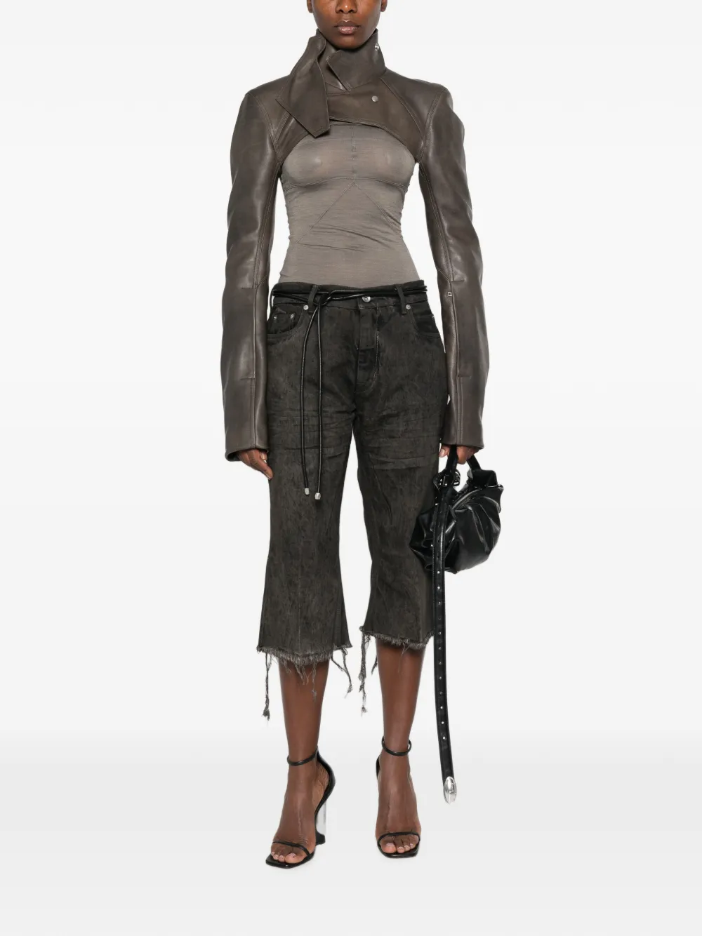 Rick Owens Bolan Cutoffs denim shorts met franje Grijs