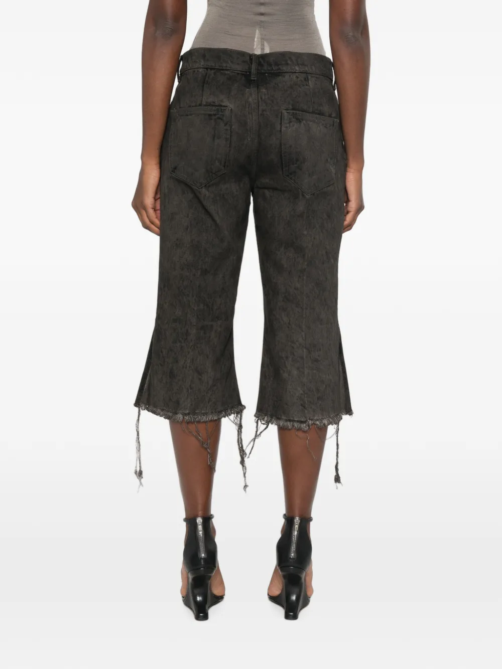 Rick Owens Bolan Cutoffs denim shorts met franje Grijs