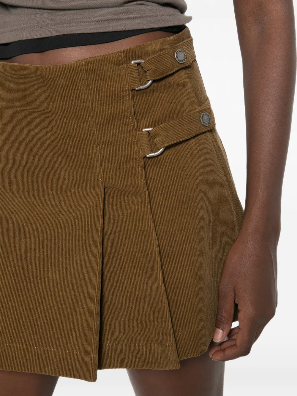 Golden Goose Ribfluwelen mini-plooirok Bruin