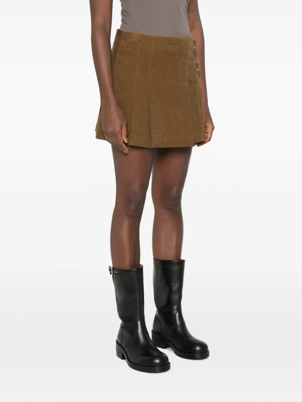 Golden Goose Ribfluwelen mini-plooirok Bruin