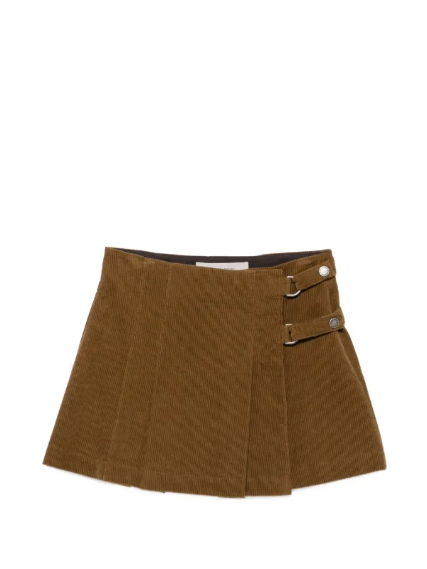 Golden Goose Pleated Corduroy Mini Skirt in Brown