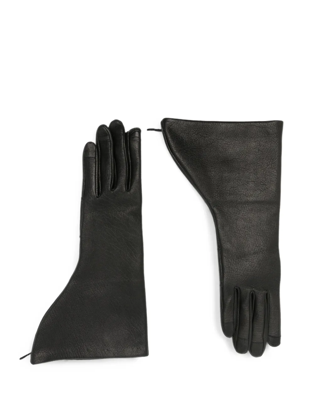 Rick Owens asymmetric leather gloves - Nero
