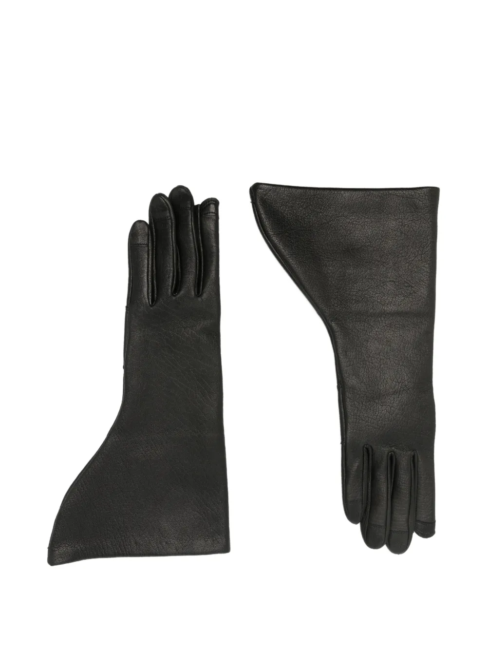 Rick Owens asymmetric leather gloves - Nero
