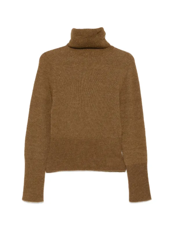 Cortana Eira Roll-neck Ribbed-trim Sweater in Brown