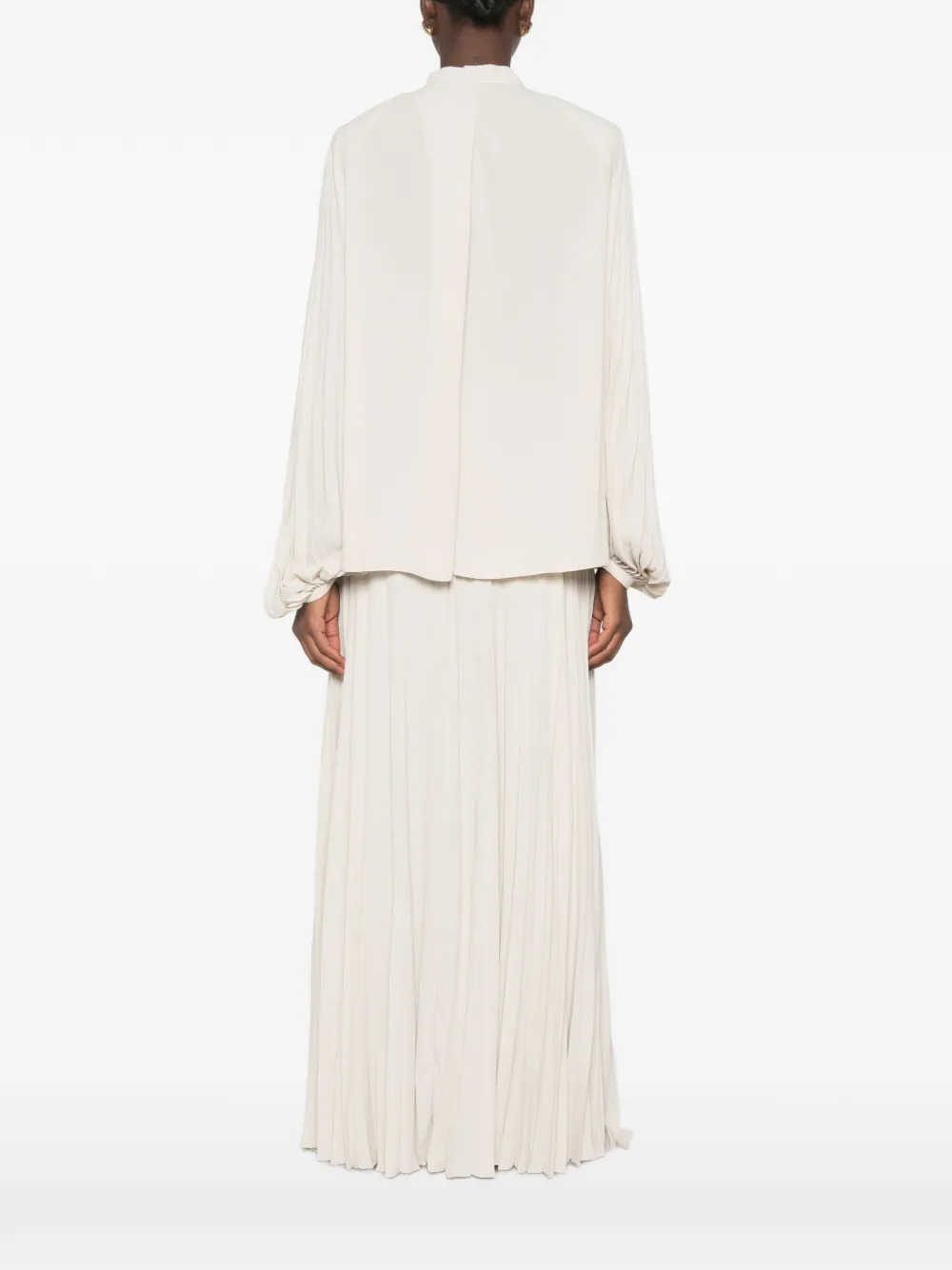 TOM FORD pleated pussy-bow shirt Beige