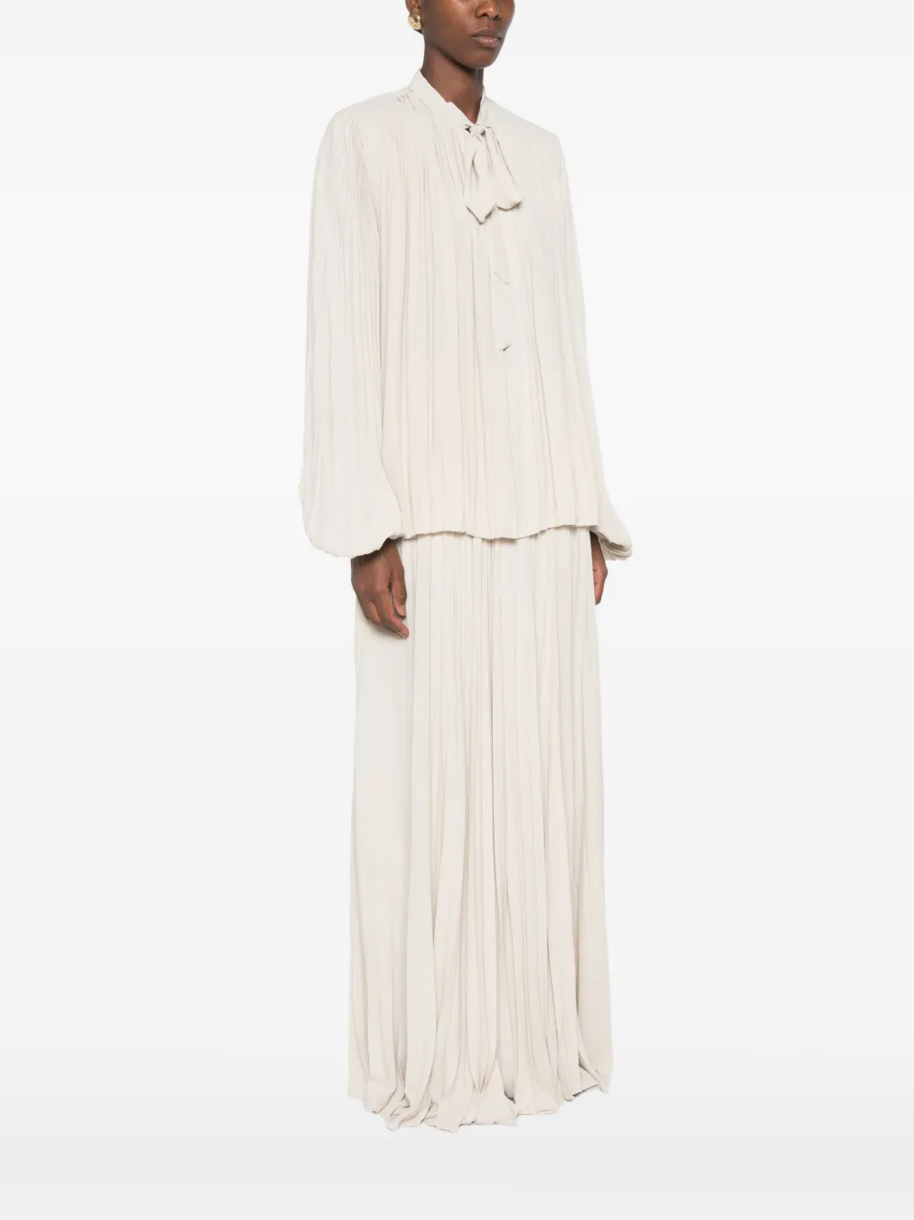 TOM FORD pleated pussy-bow shirt Beige