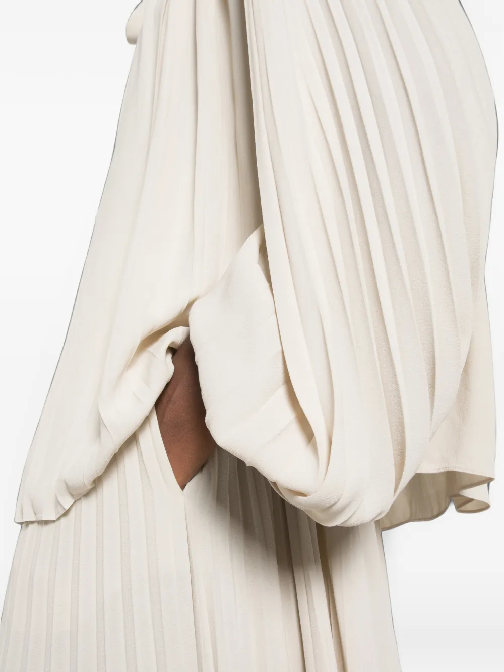 TOM FORD pleated pussy-bow shirt Beige