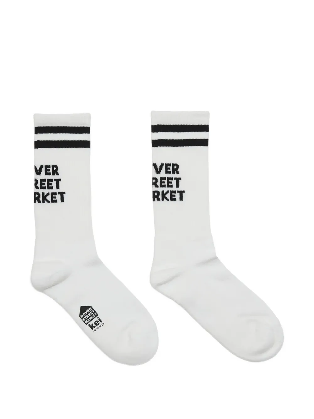 Dover Street Market Gestreepte sokken met logo-intarsia Wit