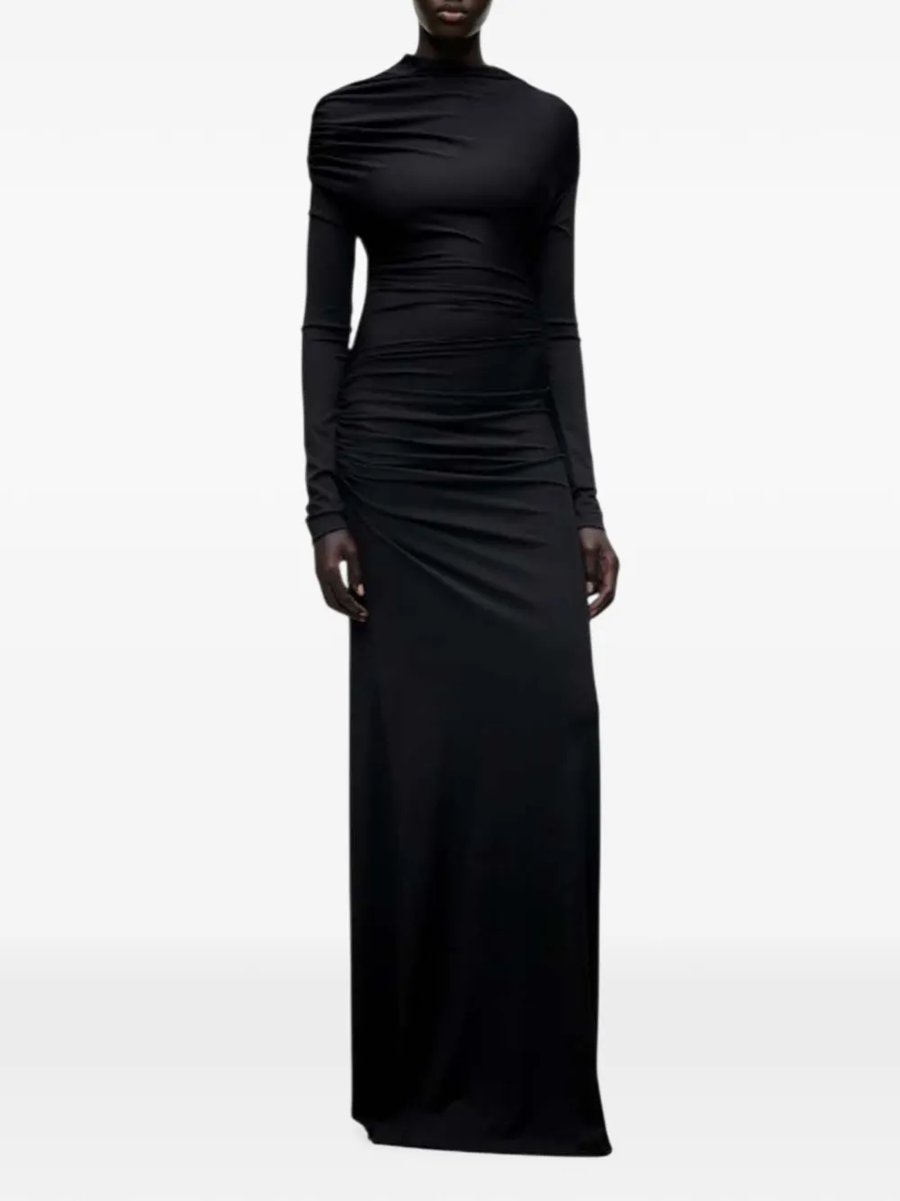 Victoria Beckham Maxi-jurk met ruches en lange mouwen Zwart