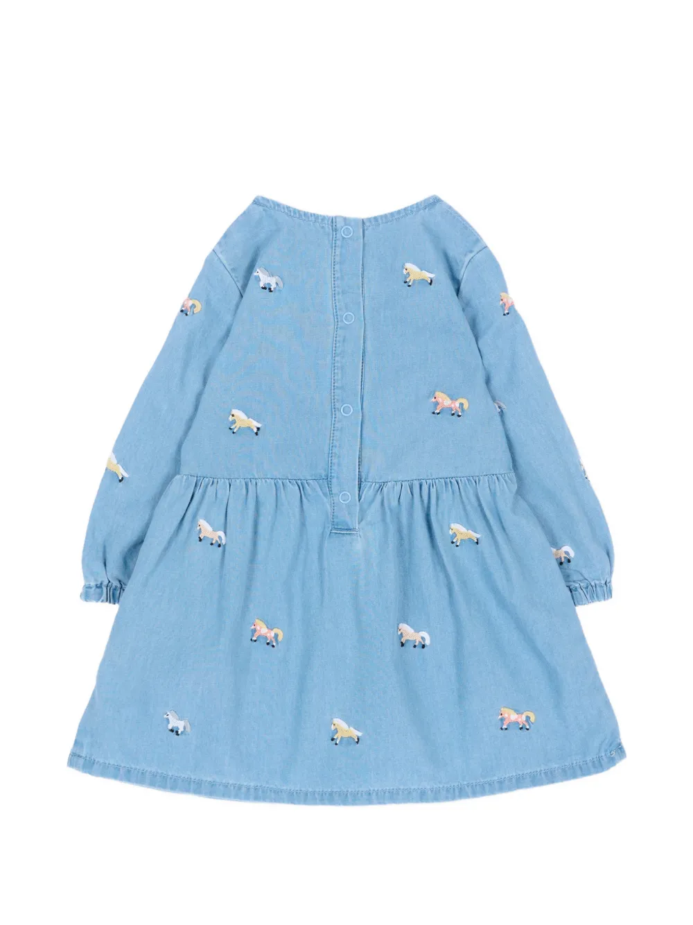 Stella McCartney Kids Flared jurk met geborduurd paard Blauw