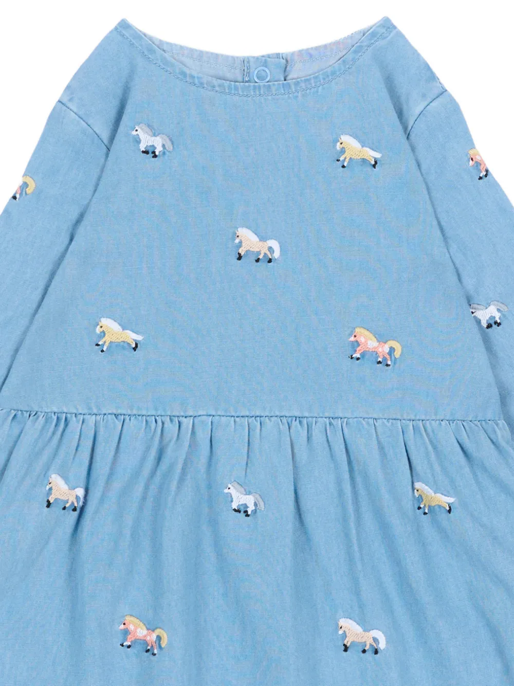 Stella McCartney Kids Flared jurk met geborduurd paard Blauw