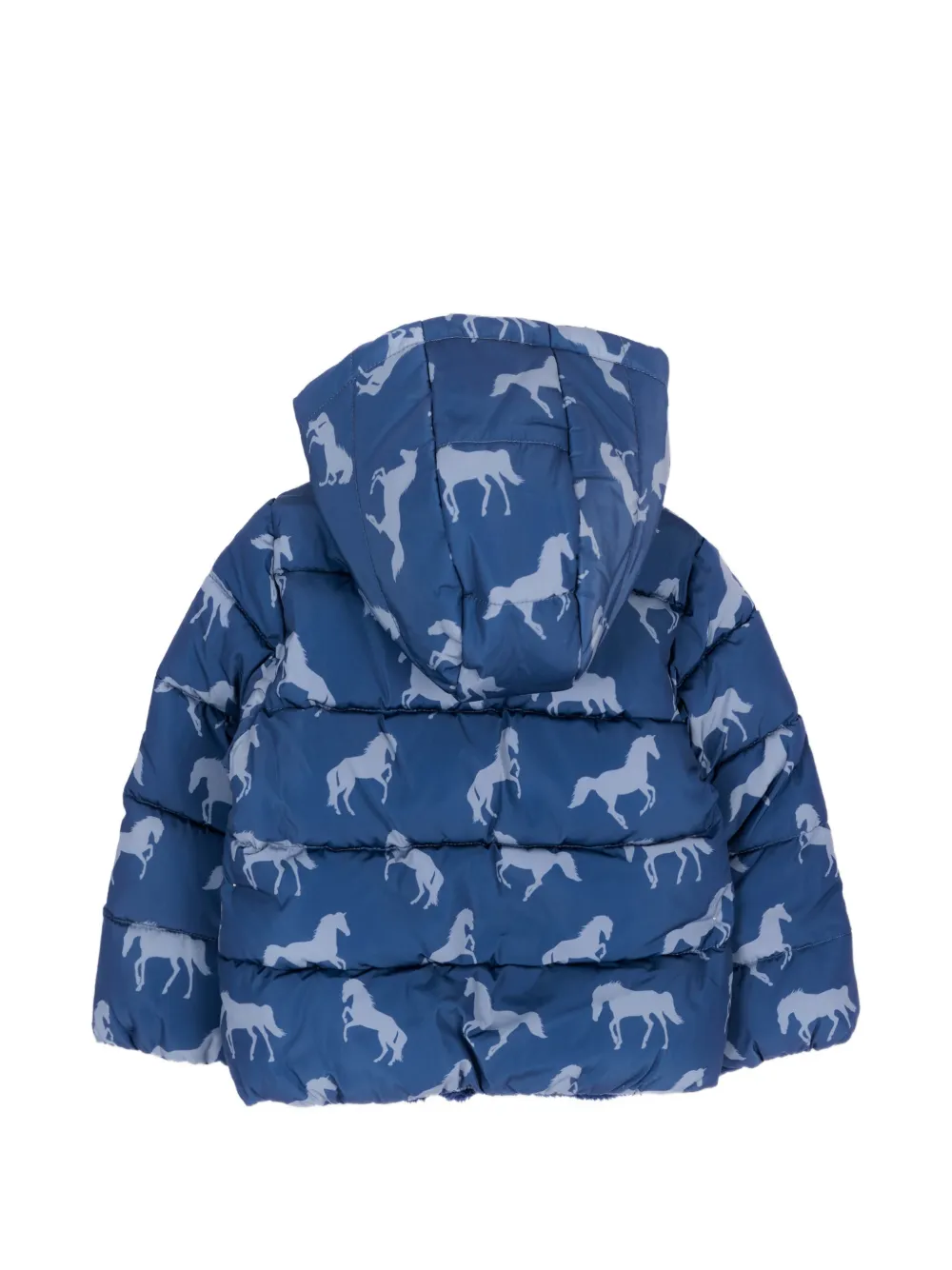 Stella McCartney Kids Gewatteerd jack met paarden-print Blauw