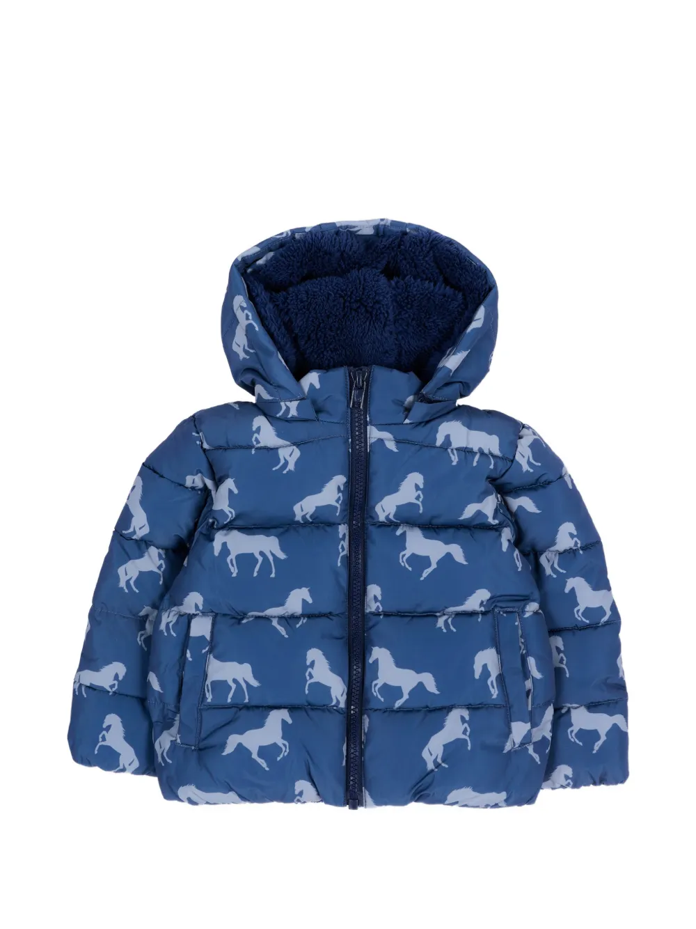 Stella McCartney Kids horse-print padded jacket - Blu