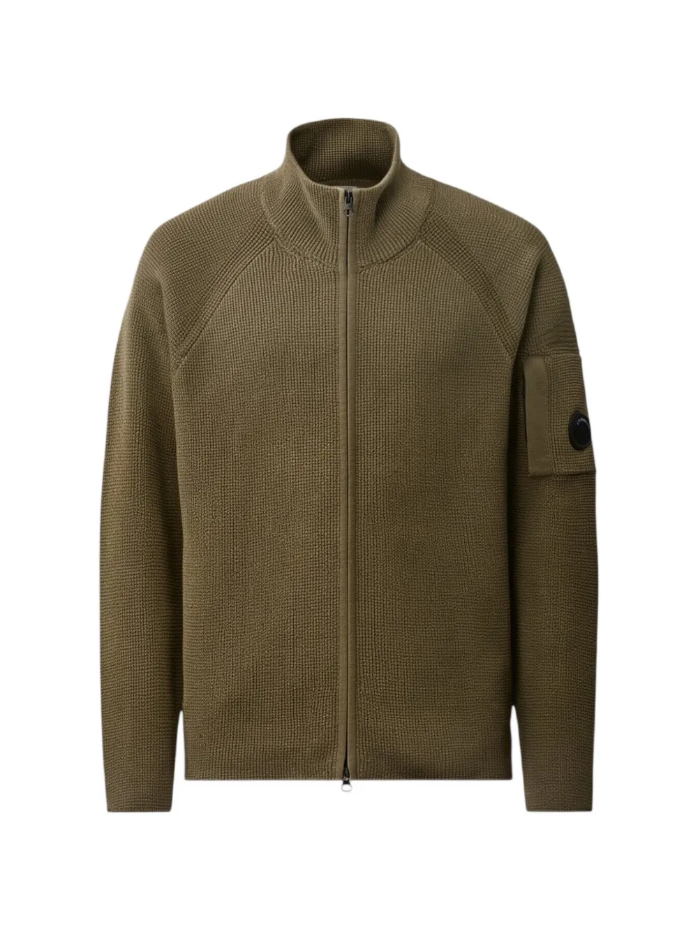 C.P. Company waffle-knit cotton zip Lens cardigan - Green