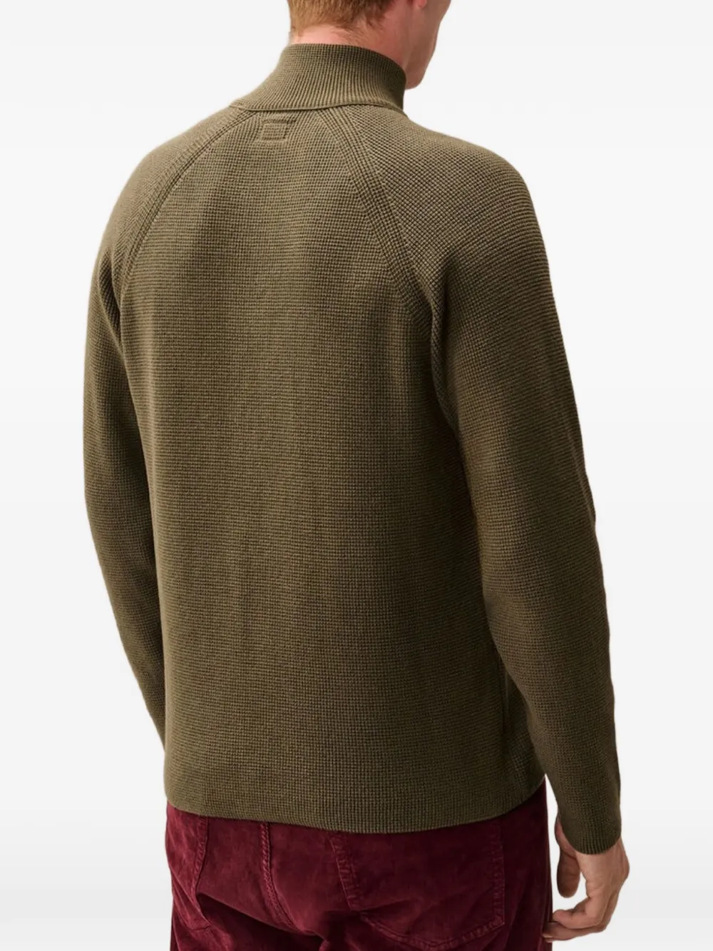 C.P. Company Wafelgebreid katoenen Lens vest met rits Groen