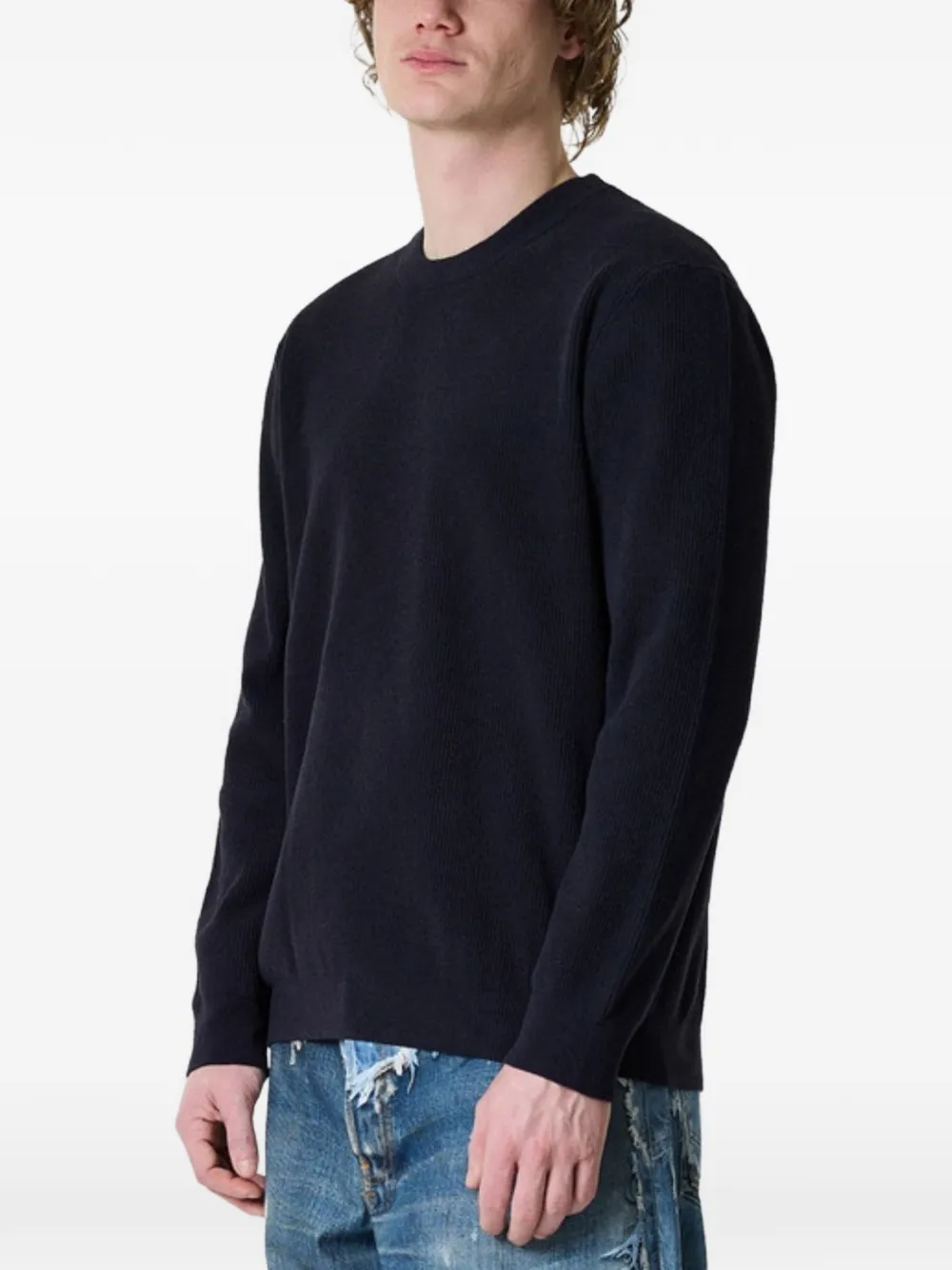 NN07 Danny ribgebreide trui Blauw