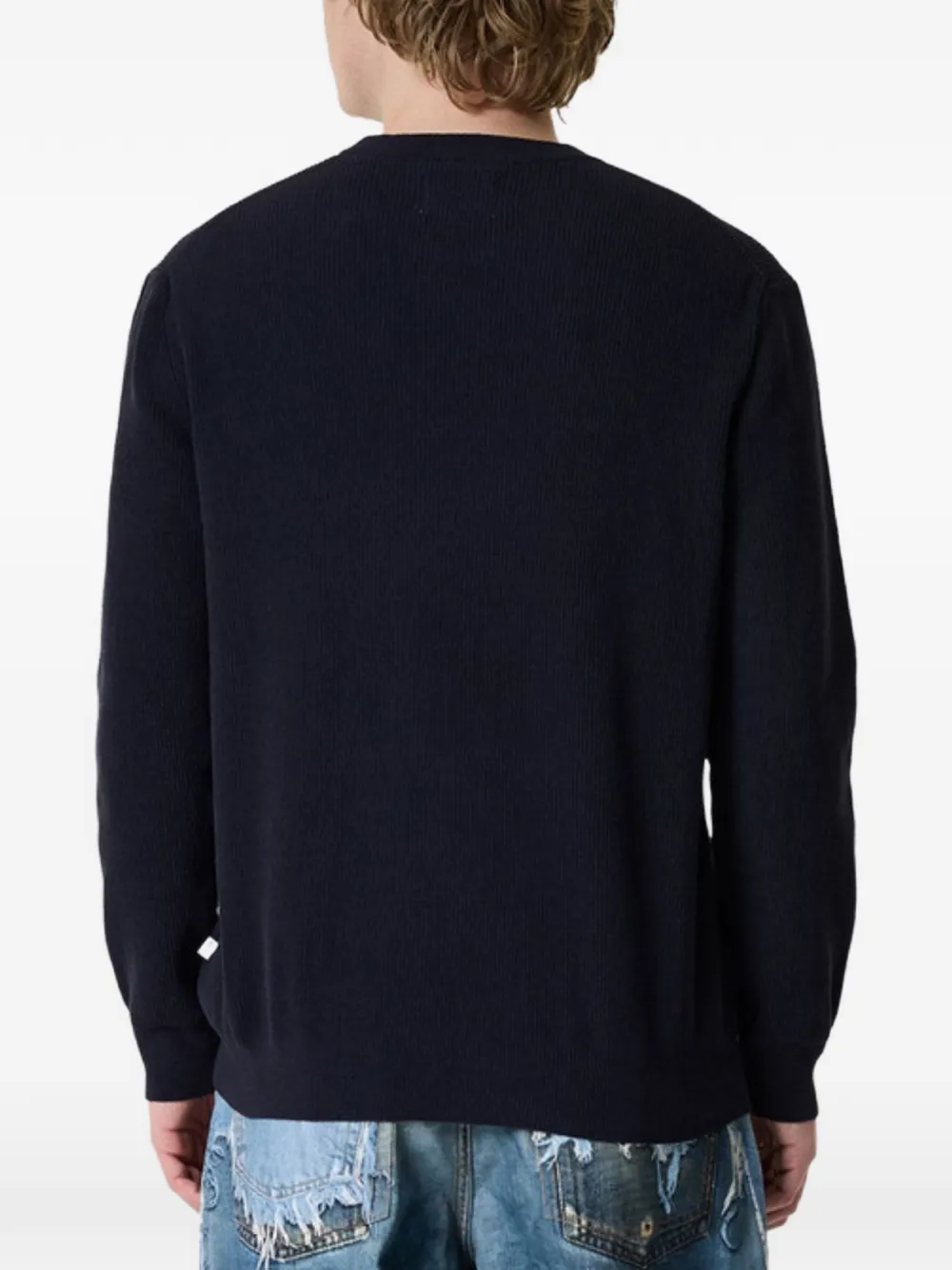 NN07 Danny ribgebreide trui Blauw